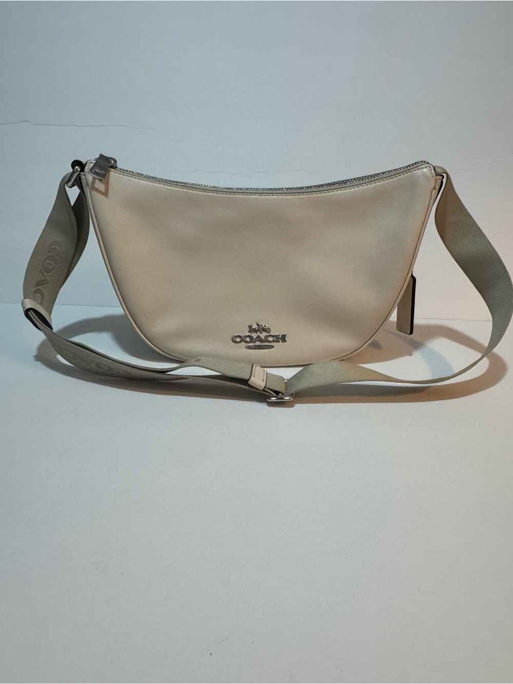 Coach Pace CT644 Leather Shoulder Crossbody Bag Silver Chalk - Picture 2 of 14